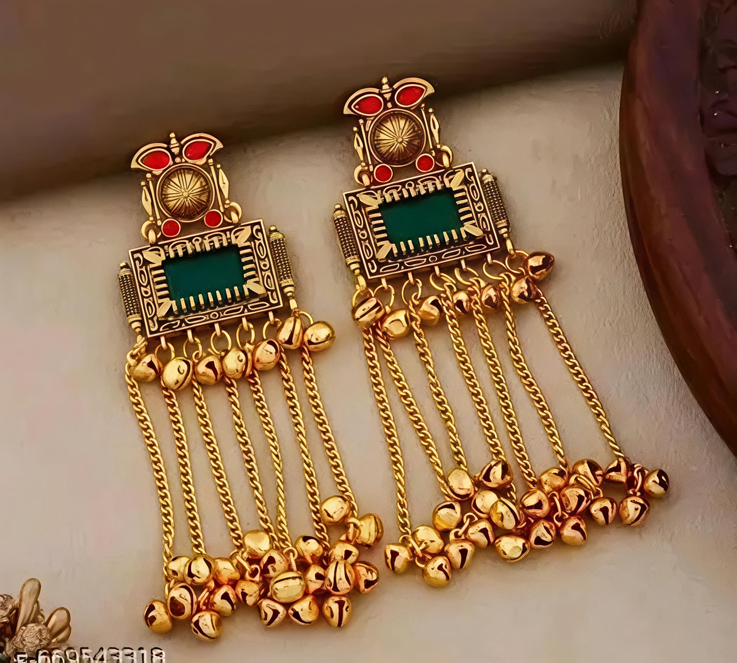 Antique Ghungroo Chain Statement Earrings