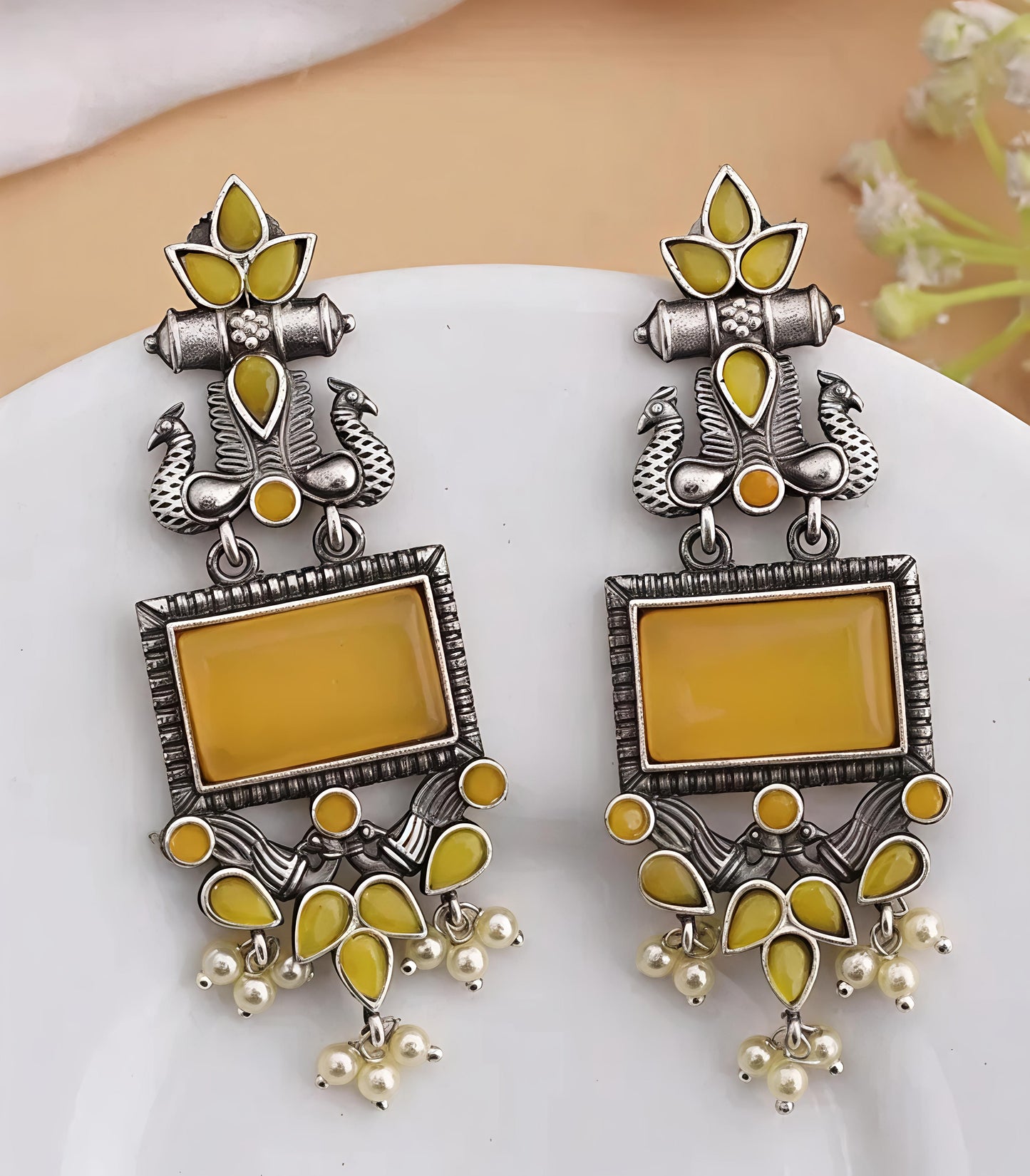 Royal Peacock Antique Drop Earrings