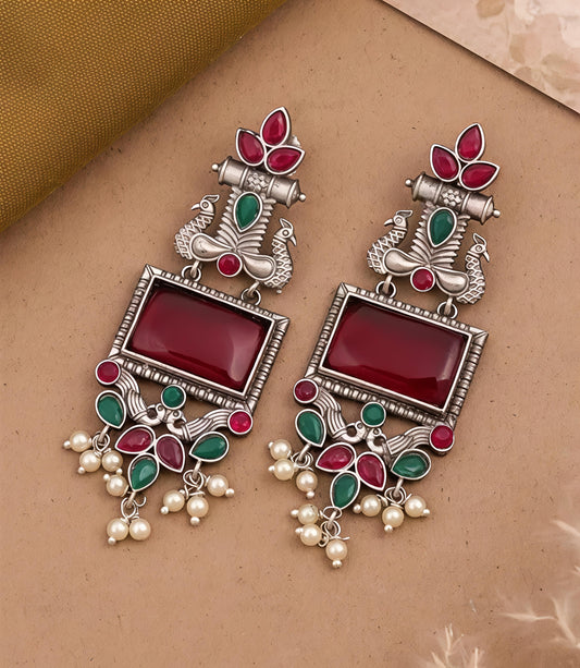 Royal Peacock Antique Drop Earrings