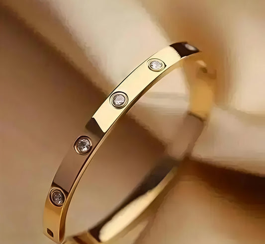 Classic Gold Look Crystal Kada Bracelet