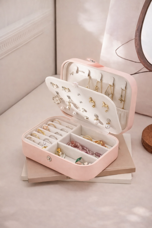 Premium Travel Jewelry Organizer Box – Compact & Multi-Layer Storage Case