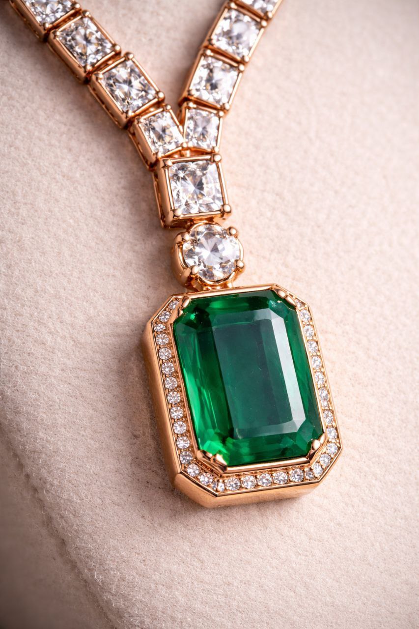 Emerald Luxe Y-Drop Necklace & Earrings Set