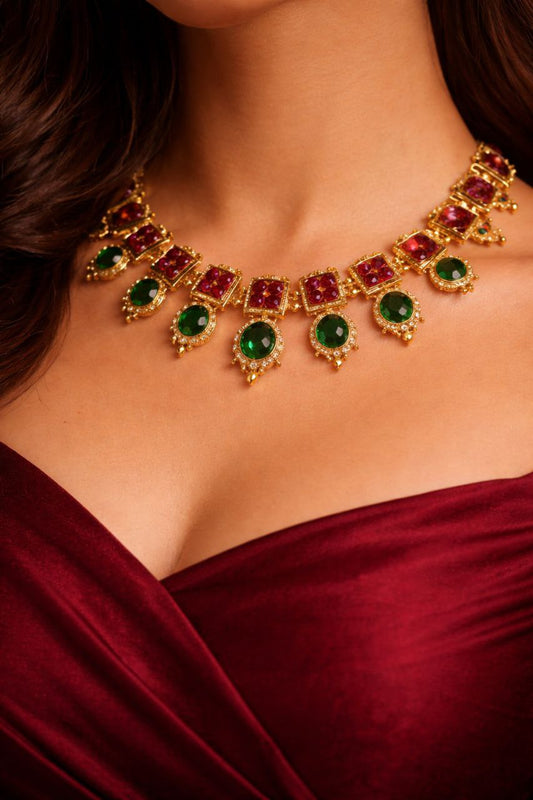 Emerald Royale Drop Necklace & Earrings Set