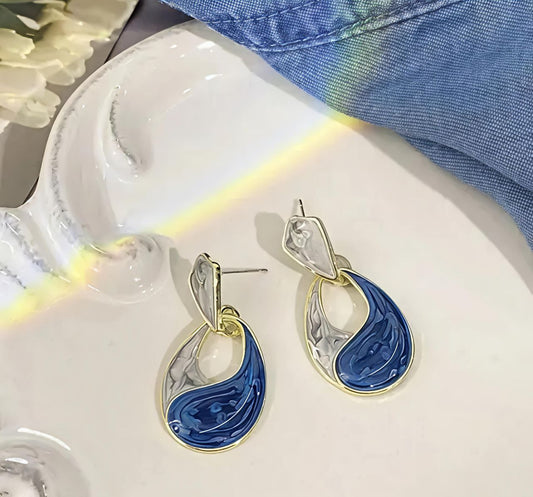 Elara Blue Wave Drop Earrings