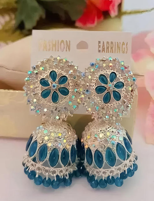 Neelima Crystal Bloom Jhumka Earrings