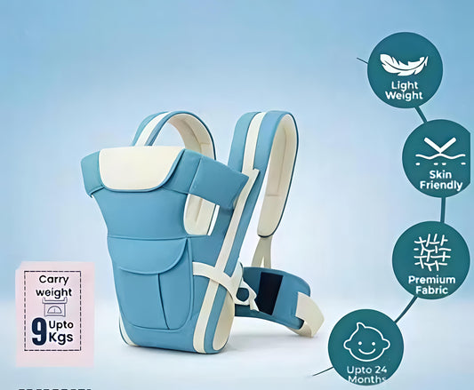 4 in 1 Ergonomic Sky Blue Baby Carrier – Front & Back Carry, Breathable Mesh, Adjustable Straps, Lightweight Design (Up to 24 Months)