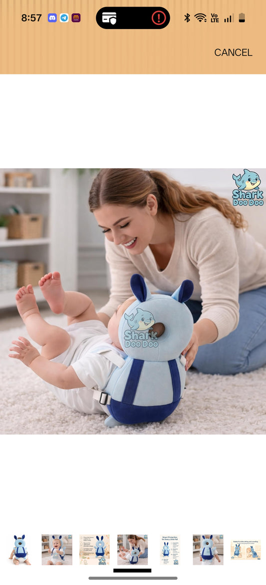 Premium Baby Head Protection Backpack – Anti-Fall Safety Cushion (Bunny Blue Edition)