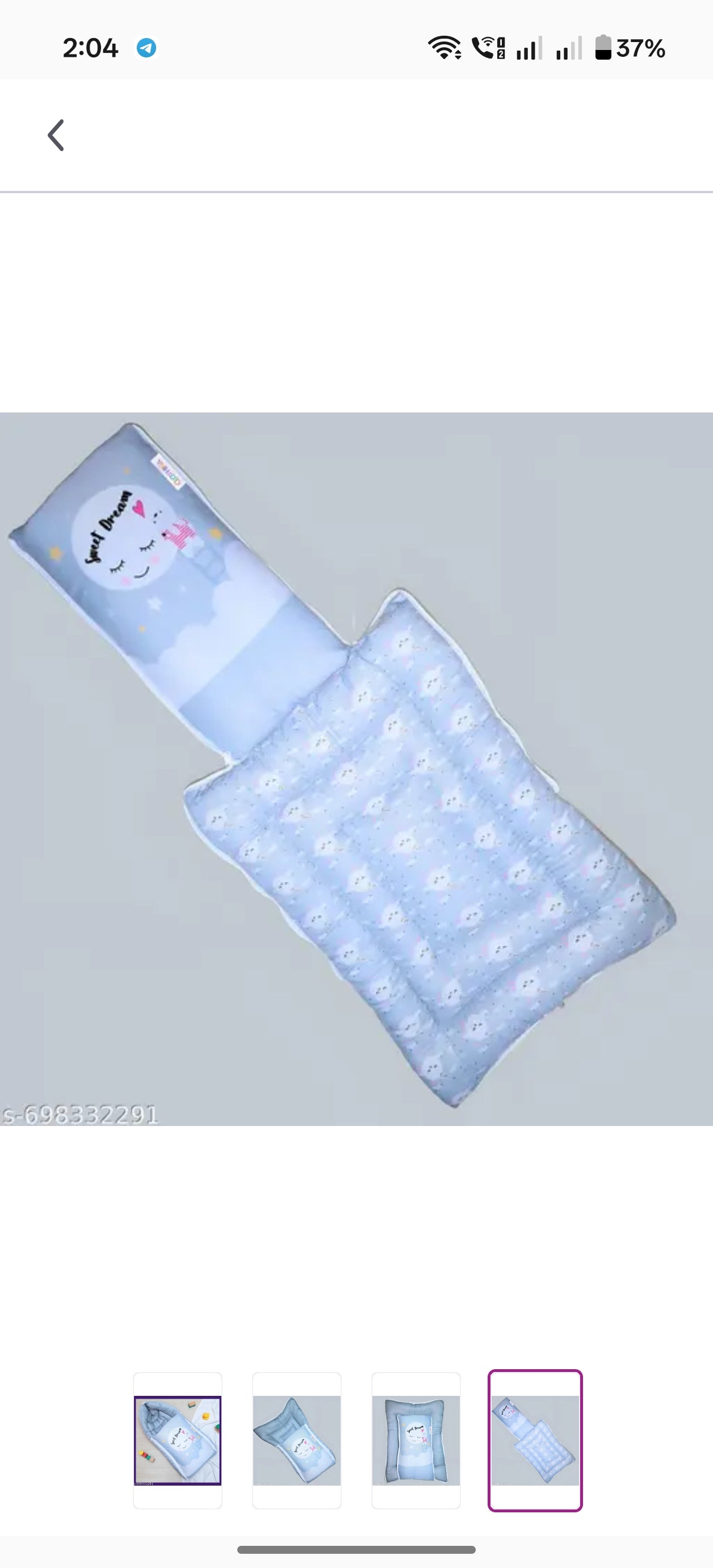Baby Sleeping Bag cum Bed – Soft Cotton Fabric, Foldable Design, Zipper Closure, Blue Print (0–12 Months)