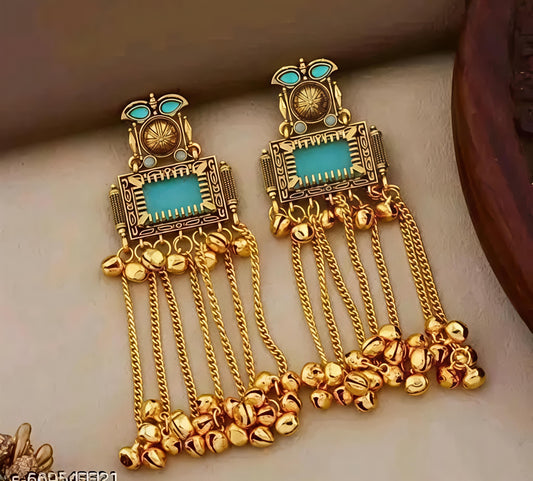 Antique Ghungroo Chain Statement Earrings