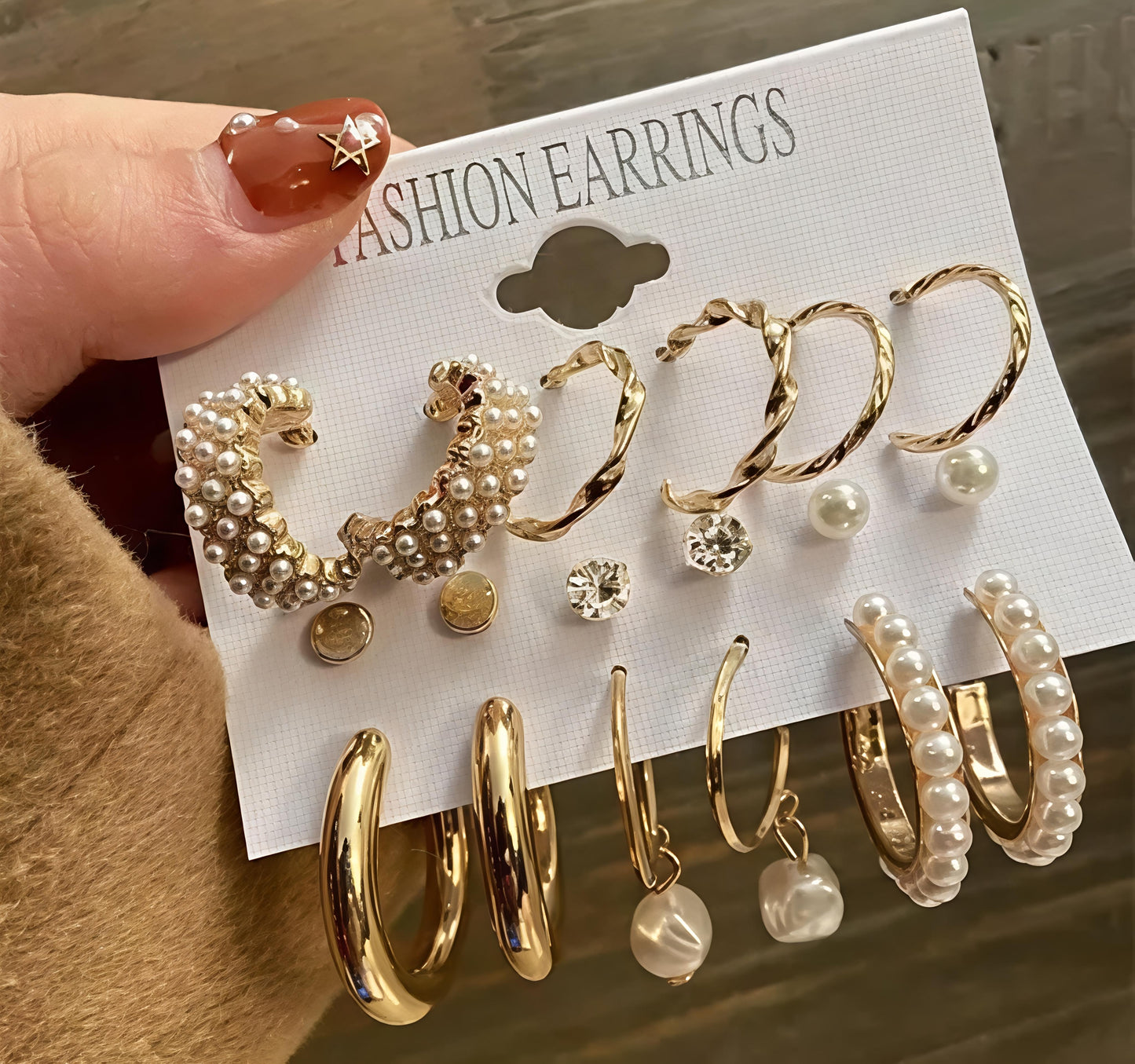 Golden Pearl Everyday Earrings Combo Set