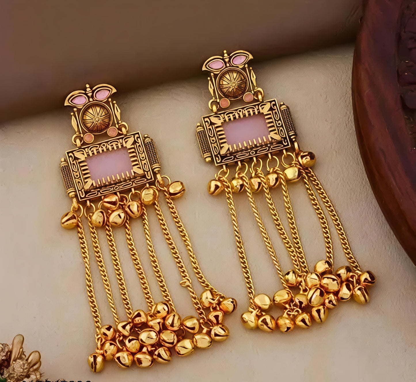 Antique Ghungroo Chain Statement Earrings
