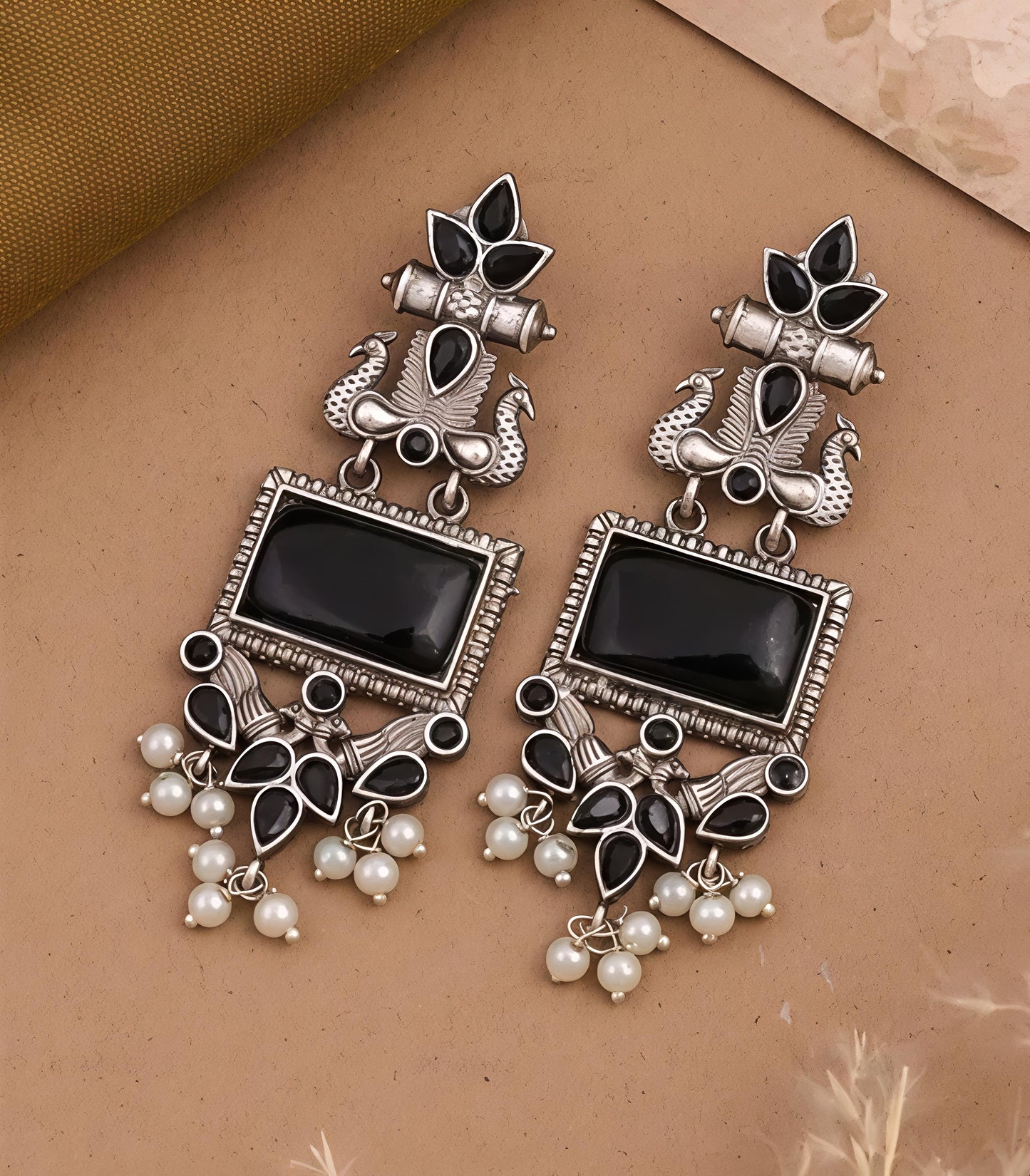 Royal Peacock Antique Drop Earrings