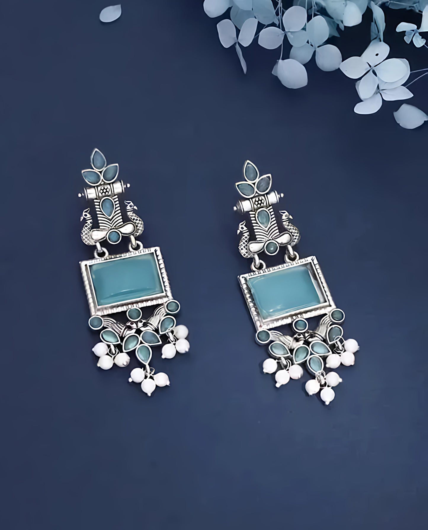 Royal Peacock Antique Drop Earrings