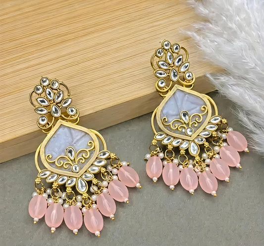 Royal Kundan Pearl Drop Chandbali Earrings