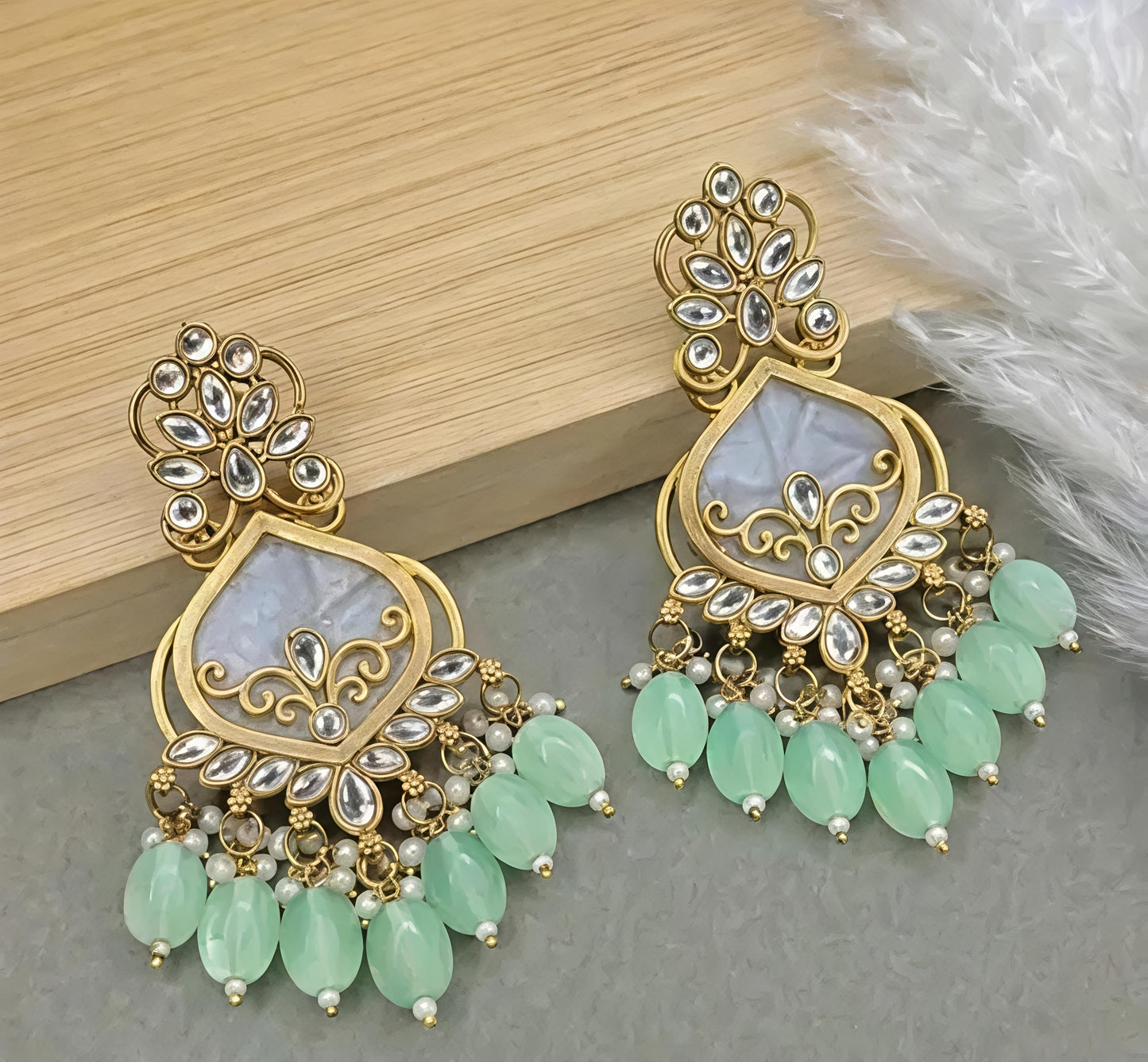 Royal Kundan Pearl Drop Chandbali Earrings