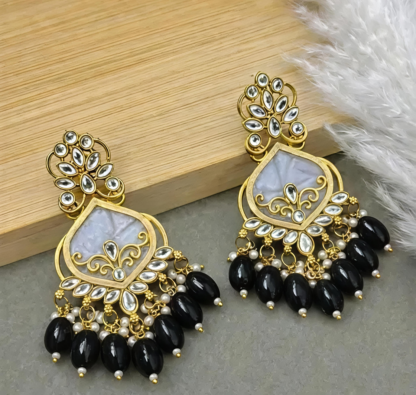 Royal Kundan Pearl Drop Chandbali Earrings