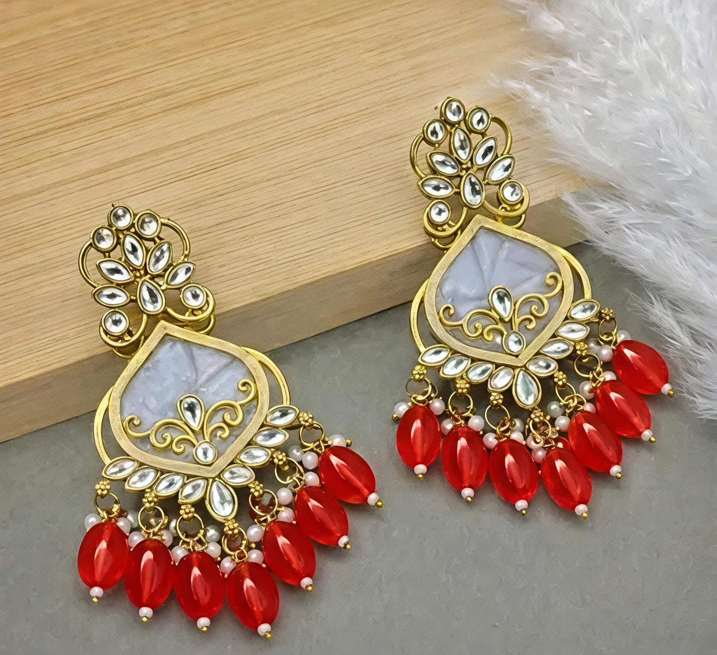 Royal Kundan Pearl Drop Chandbali Earrings