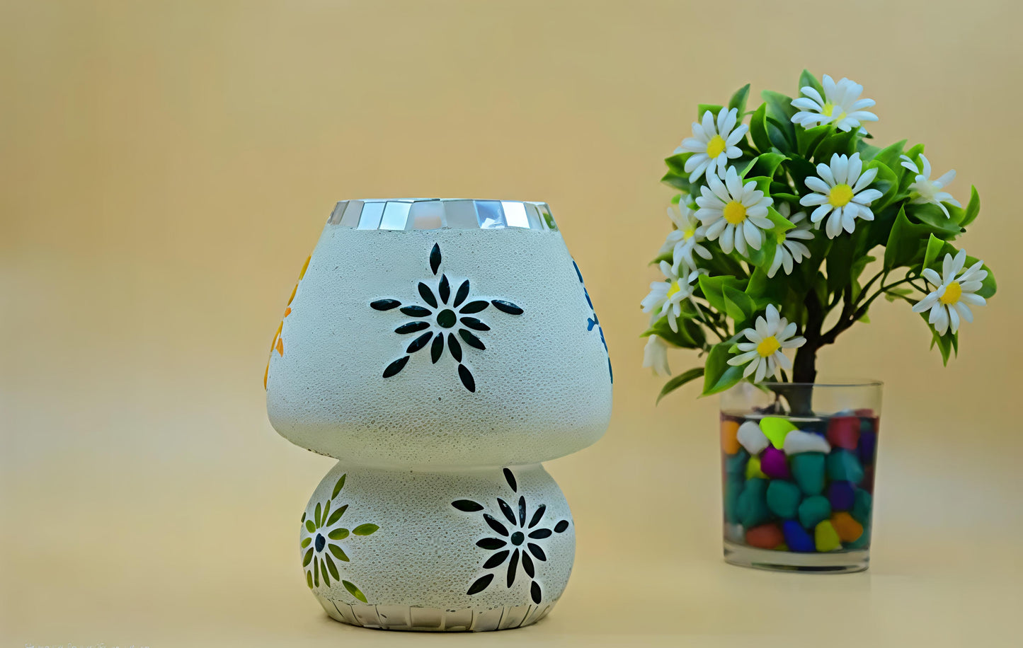 Floral Glow Mosaic Table Lamp