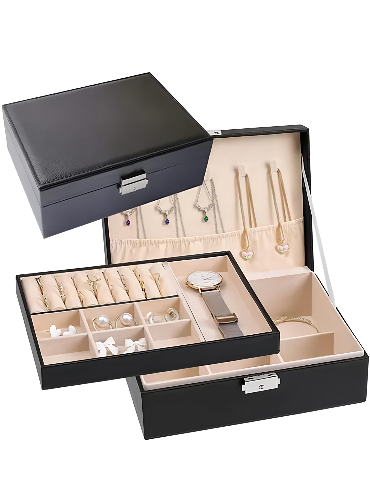 Luxury Multi-Layer Jewelry Organizer Box with Lock
