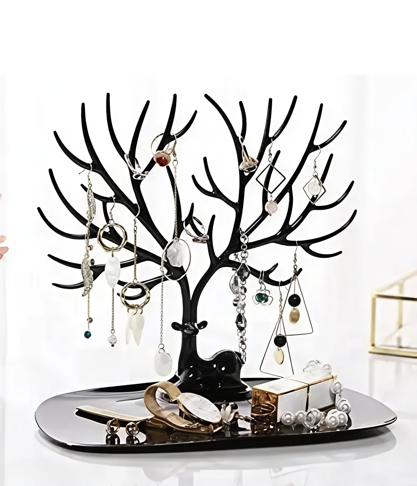 Royal Deer Antler Jewelry Organizer Stand – Premium Earrings & Necklace Holder