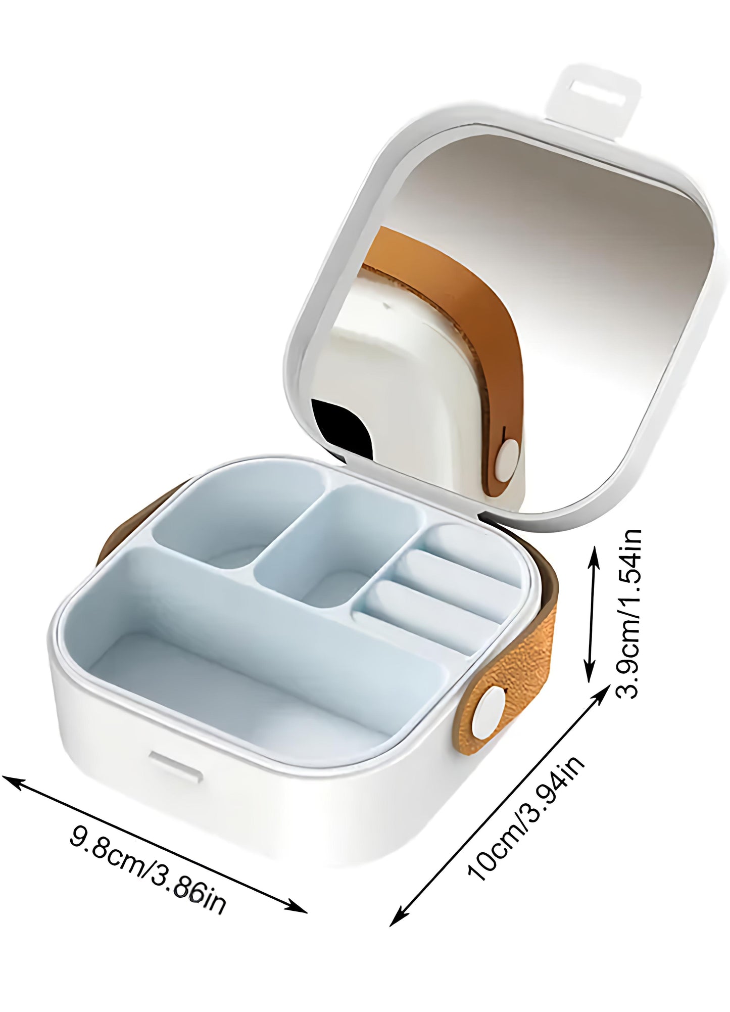 Mini Portable Jewelry Organizer Box with Mirror & Handle