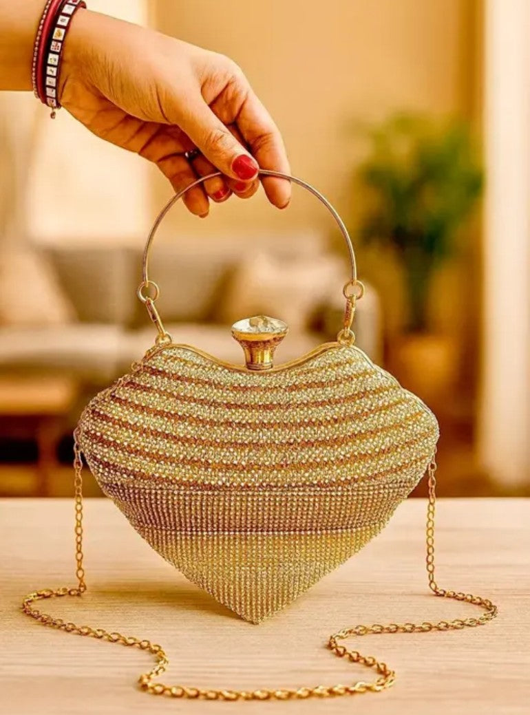 Golden Heart Shape Party Bag