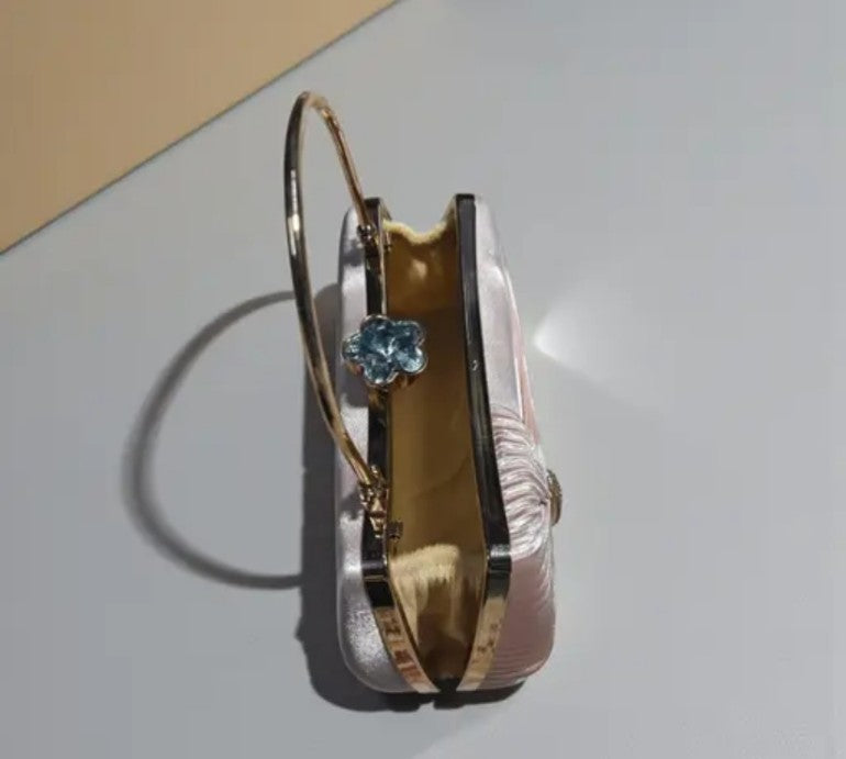 Rosé Luna Designer Clutch – Silver Edition