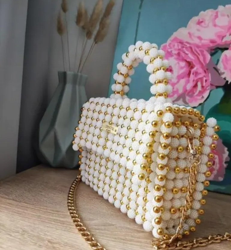 Ivory Éclat Crystal Bead Handbag