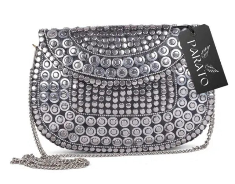 Argent Dots Metal Clutch