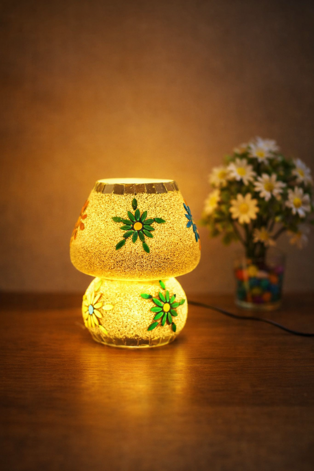 Floral Glow Mosaic Table Lamp