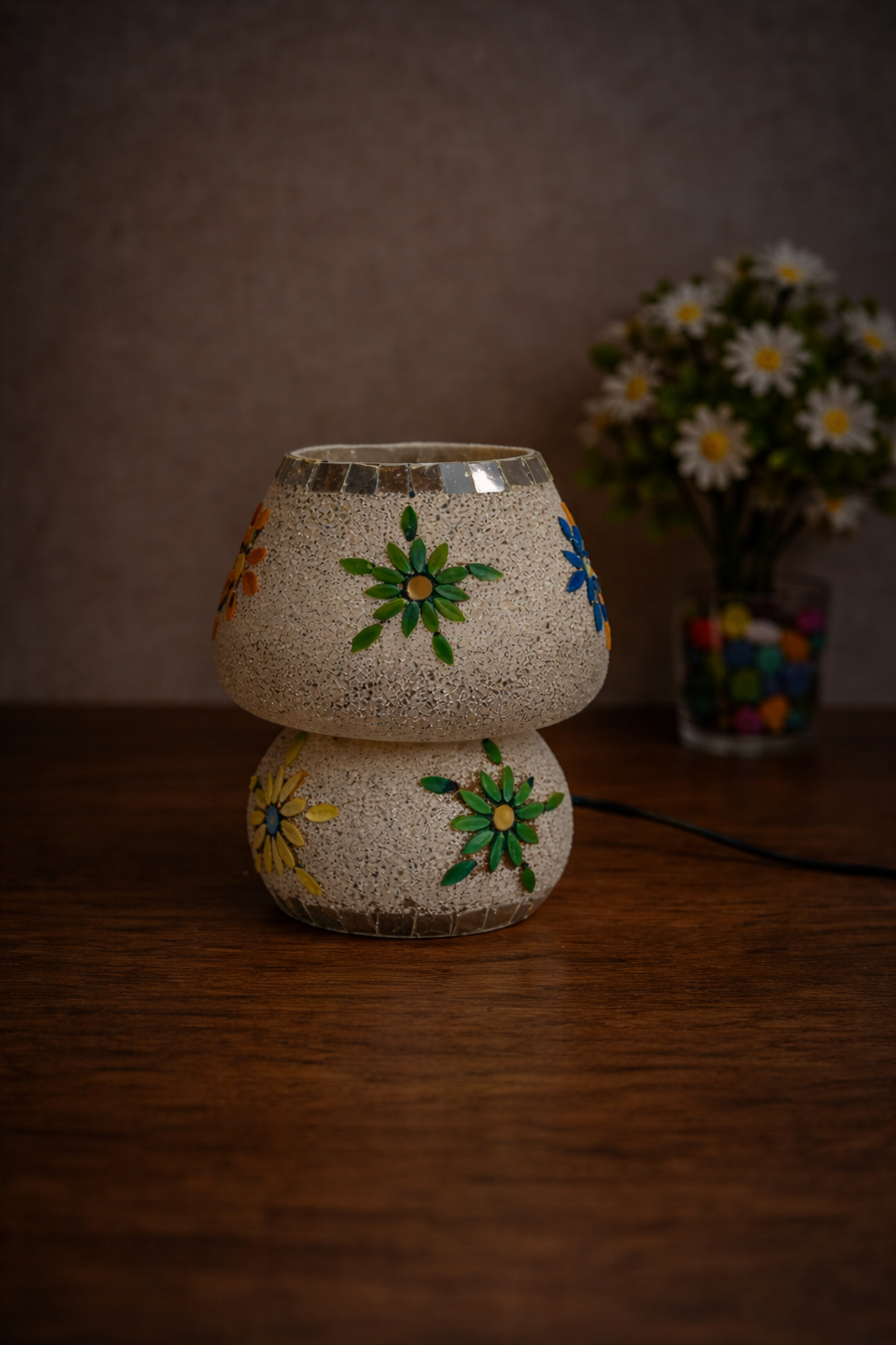 Floral Glow Mosaic Table Lamp