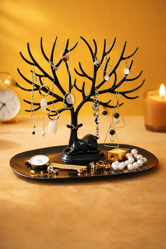 Royal Deer Antler Jewelry Organizer Stand – Premium Earrings & Necklace Holder