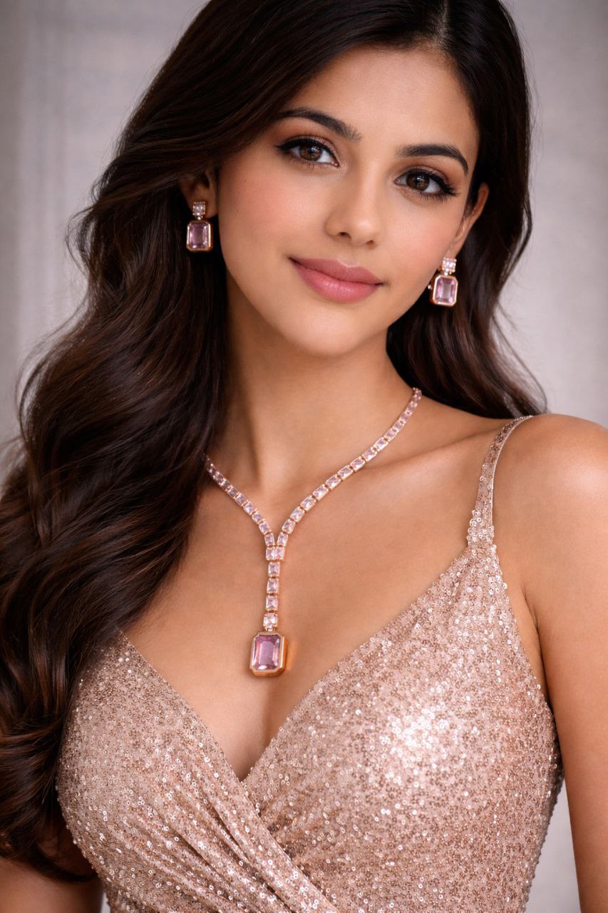 Blush Royale Y-Drop Necklace & Earrings Set
