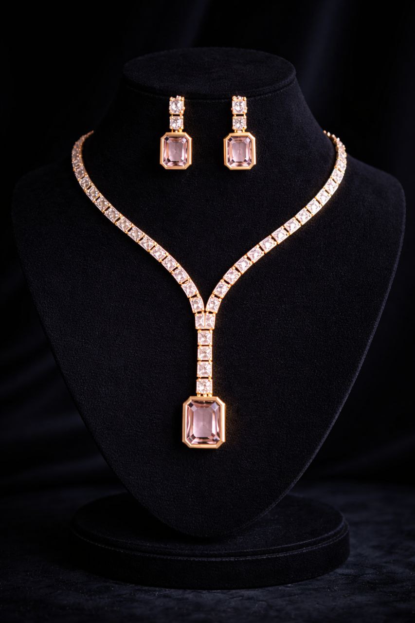 Blush Royale Y-Drop Necklace & Earrings Set