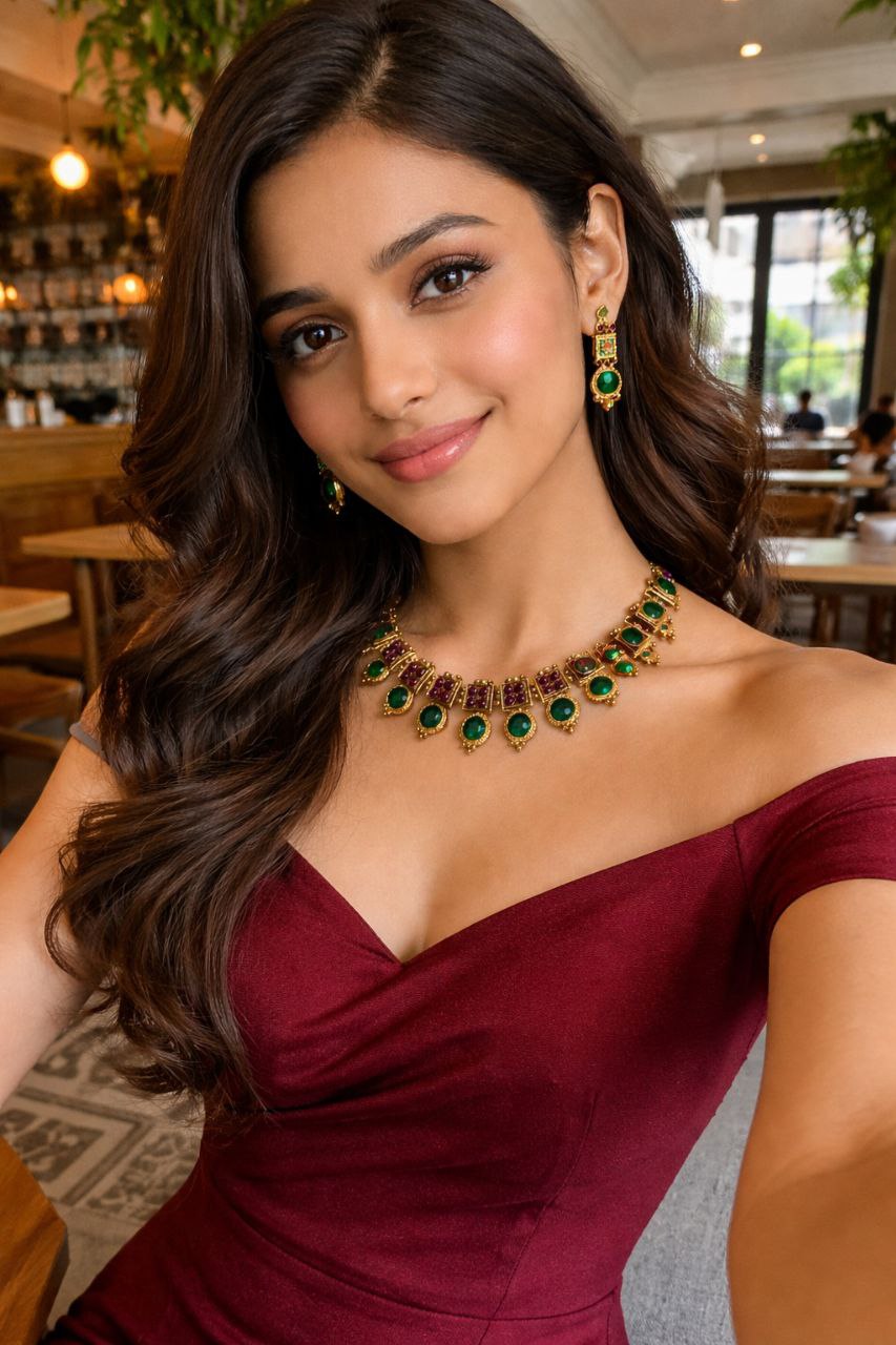 Emerald Royale Drop Necklace & Earrings Set