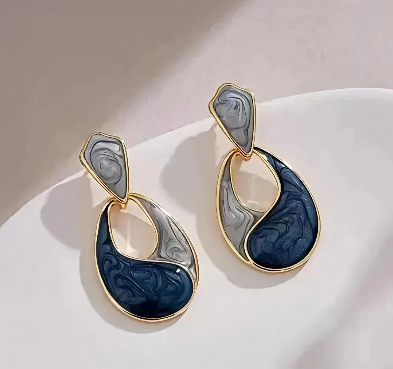 Elara Blue Wave Drop Earrings