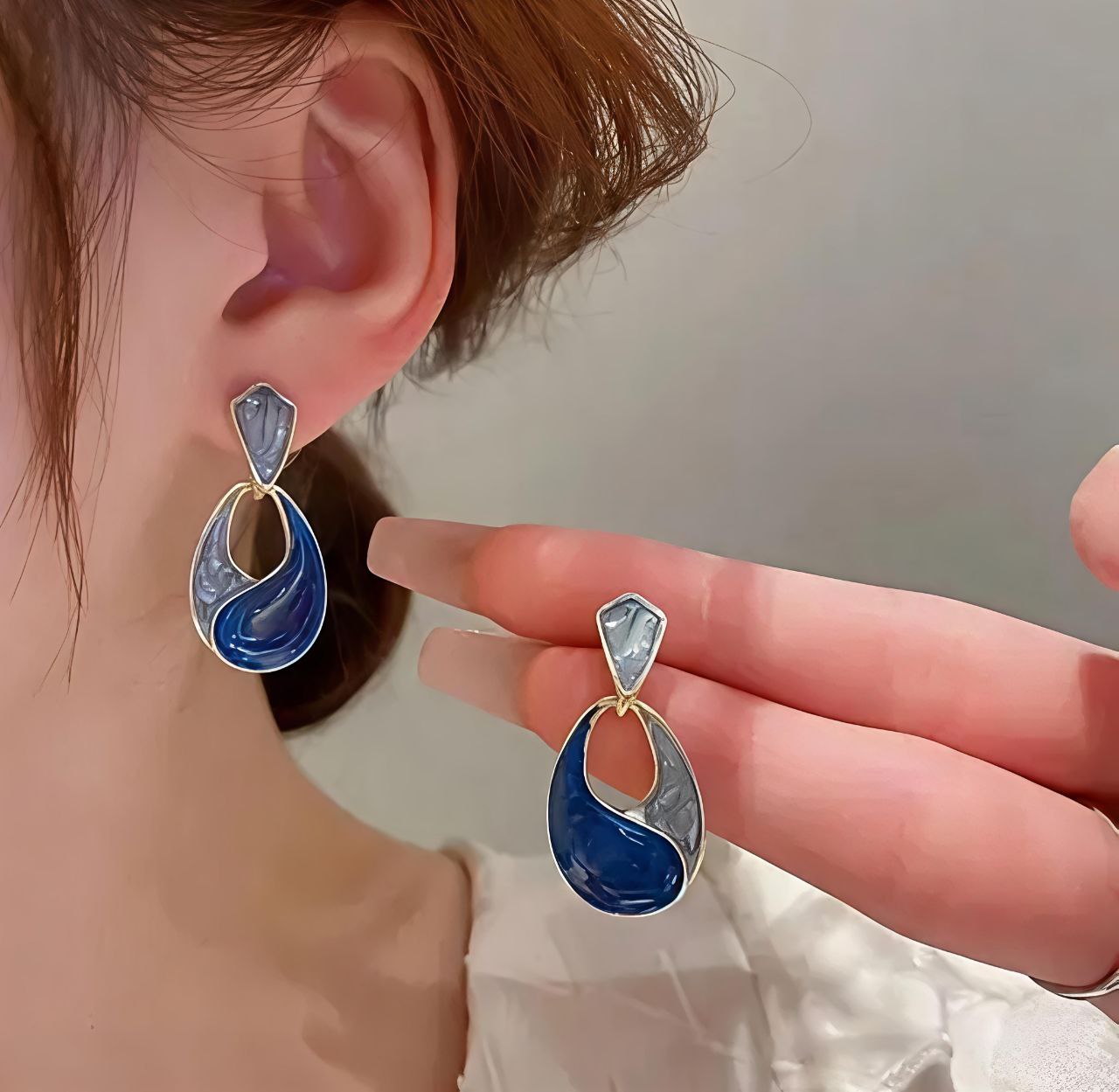 Elara Blue Wave Drop Earrings