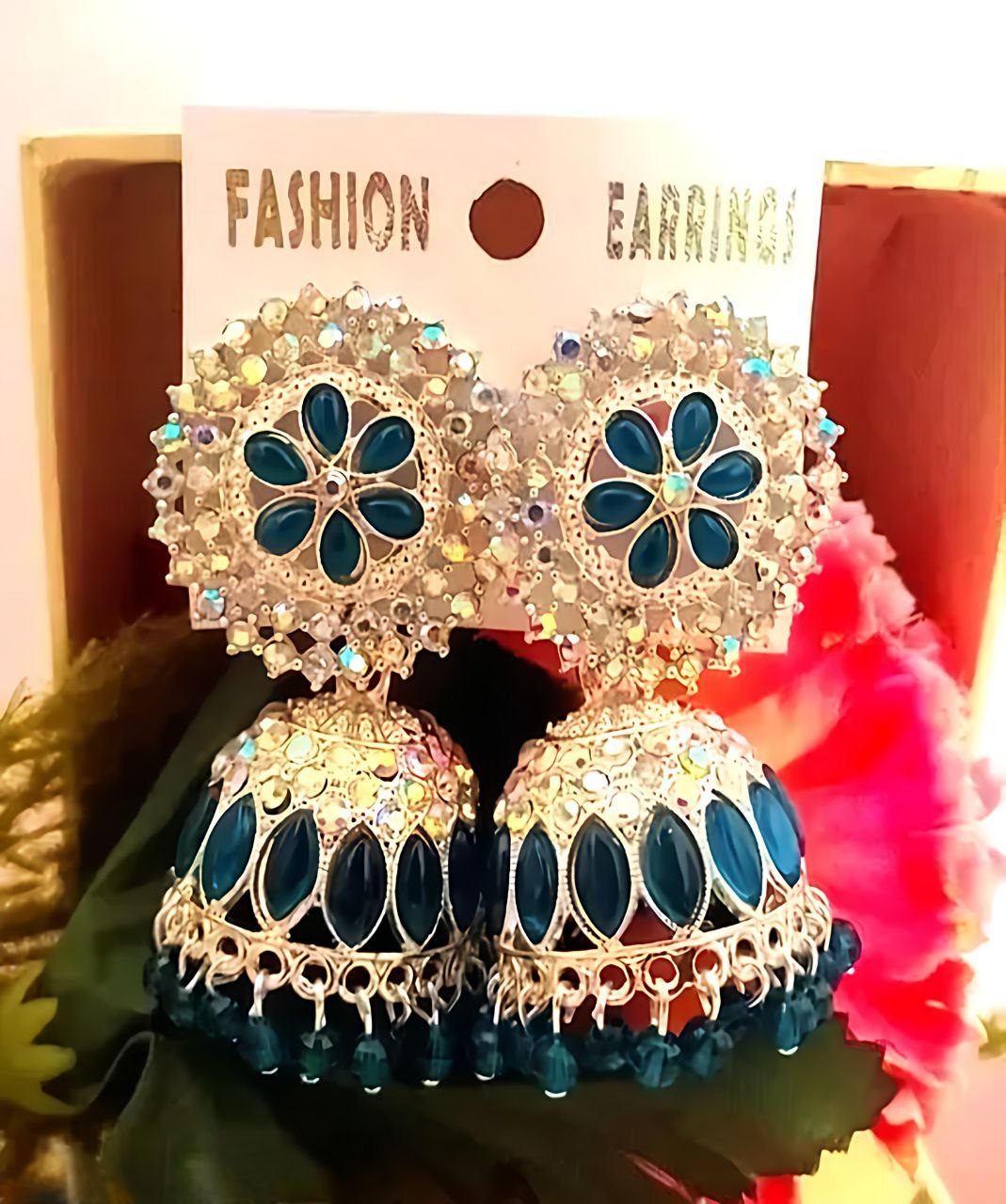 Neelima Crystal Bloom Jhumka Earrings