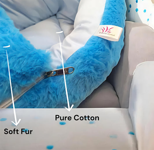 Baby Sleeping Bag – Soft Fur & Cotton Inner, Blue Color, Zipper Closure, Warm & Cozy for 0–12 Months