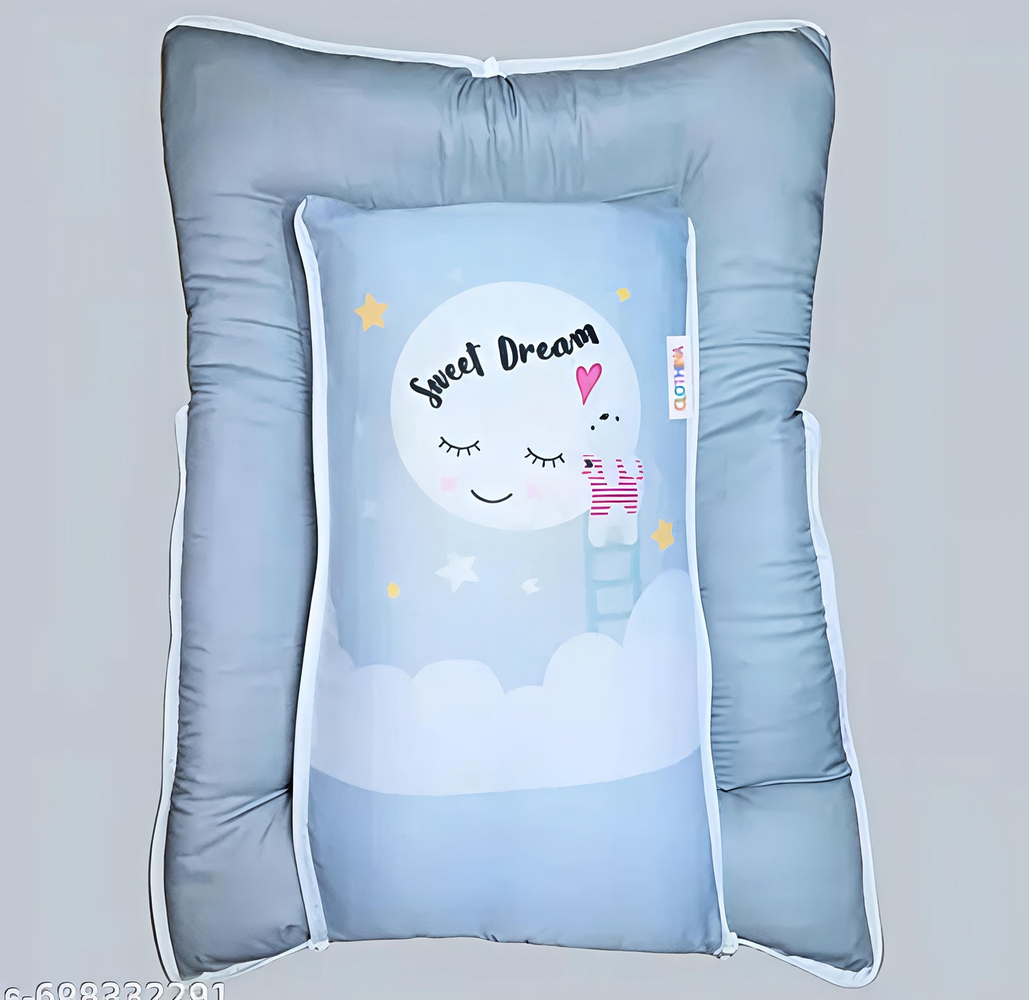 Baby Sleeping Bag cum Bed – Soft Cotton Fabric, Foldable Design, Zipper Closure, Blue Print (0–12 Months)