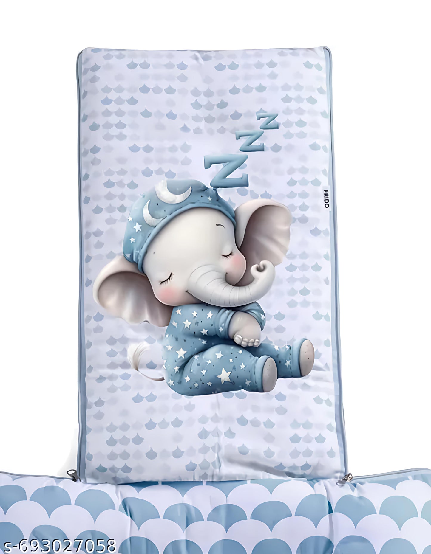 Soft Cotton Baby Sleeping Bag – Cute 3D Elephant Print, Zipper Closure, 0–2 Years (70 x 30 cm)