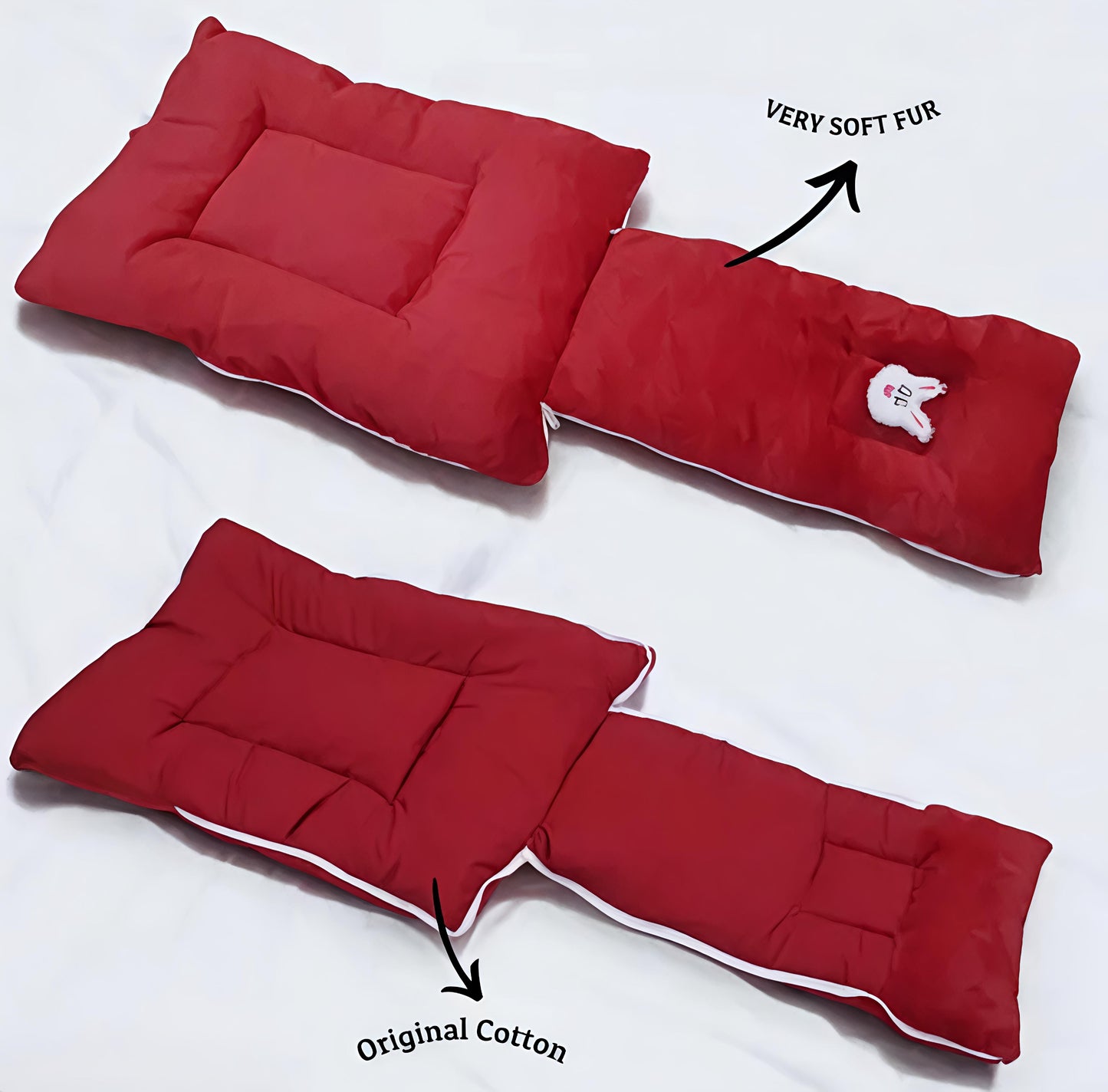 Baby Sleeping Bag – Soft Fur Outside, Cotton Inside, Warm & Comfortable, Zipper Closure, Red Color (0–12 Months)