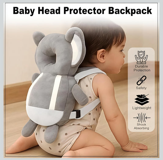 Premium Baby Head Protection Backpack – Anti-Fall Safety Cushion (Elephant Grey Edition)