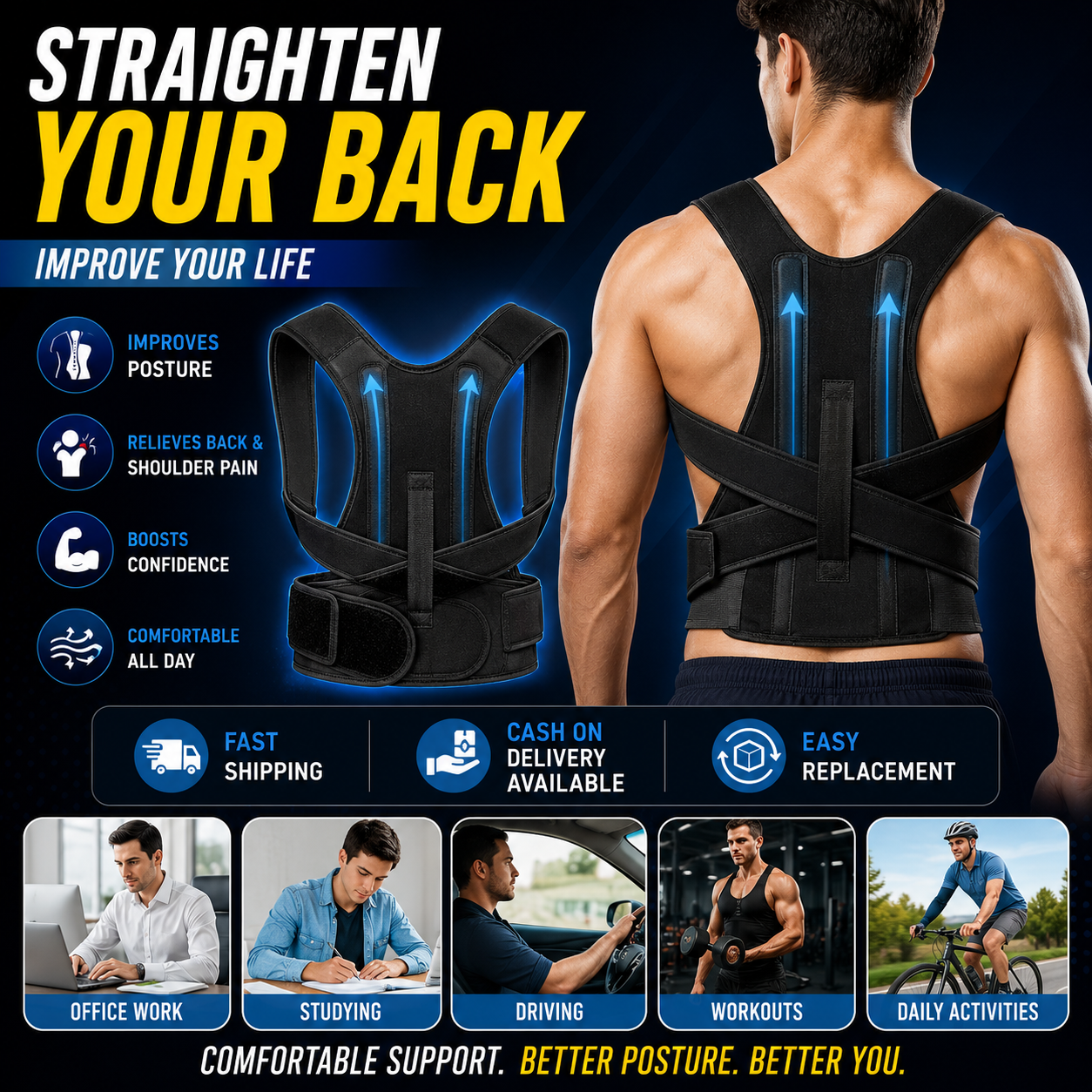 Adjustable Posture Corrector Belt for Men & Women